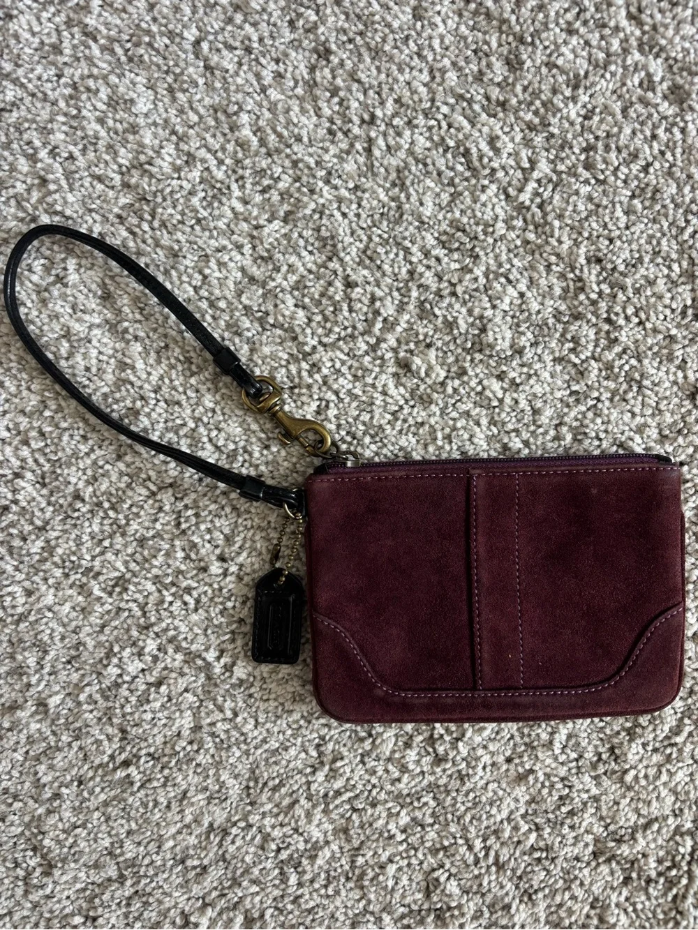 Coach suede wristlet w/ black strap